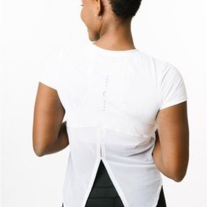 Zyia White Panel Split Back Mesh T